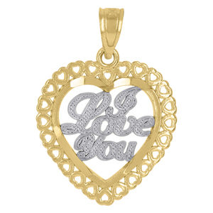 10kt 10k Yellow Gold Unisex I Love You Heart Charm Pendant
